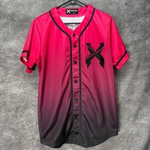 Excision Headbanger Baseball Jersey Mens Size Pink Black Ombre EDM Rave